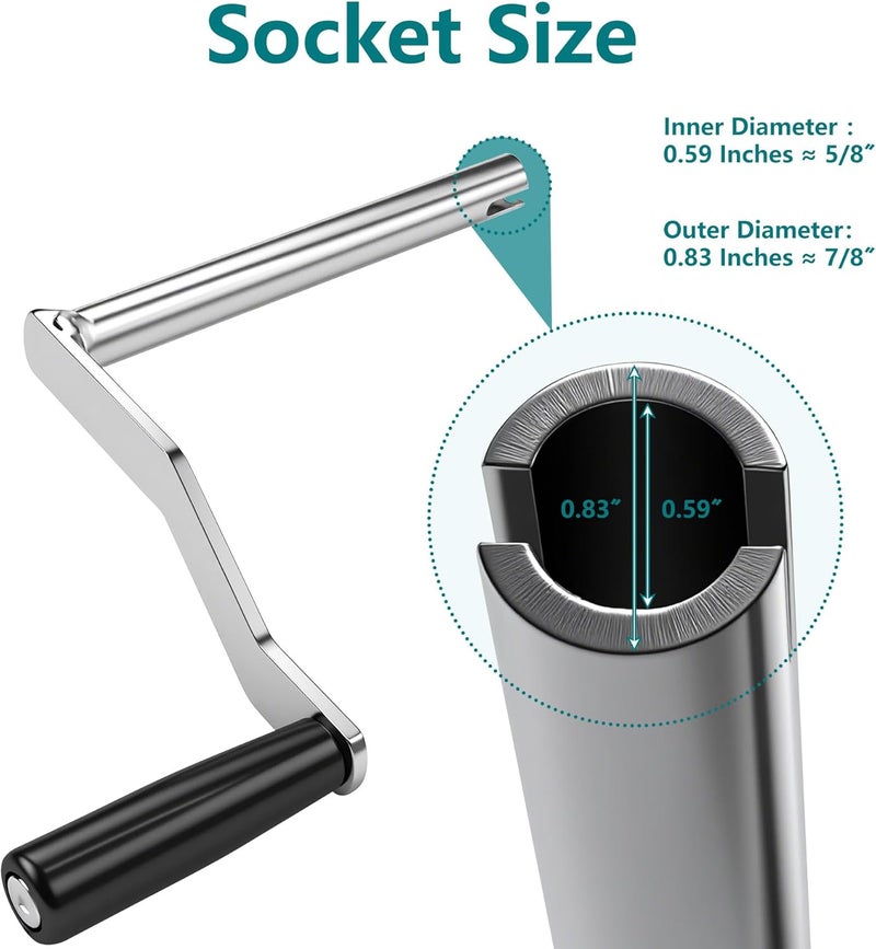 HUDEX Crank Handle Replacement for Coleman Fleetwood Pop-Up Camper - Compatible with Coachmen & Fleetwood Tent Campers- Heavy Duty Iron Lift System Crank with Rotating Plastic Grip (4-1/4" Handle) - Image 4